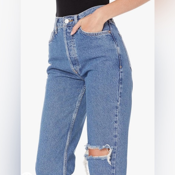 Free People The Lasso Jeans High Rise Straight Fit Washed Blue Womens Size 24 - Picture 3 of 11